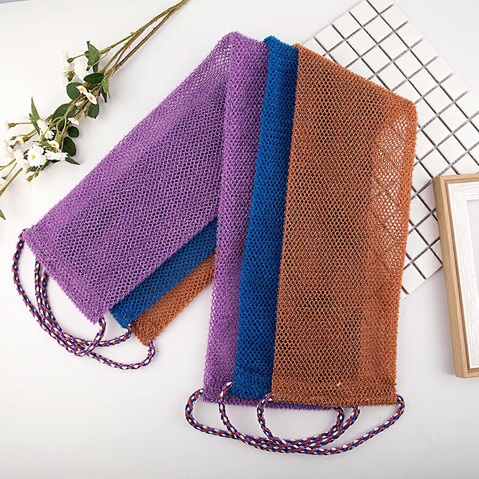 3 Pieces African Net Sponge Set for Deep Exfoliation, Extended Reach Back Scrubber, Quick Drying