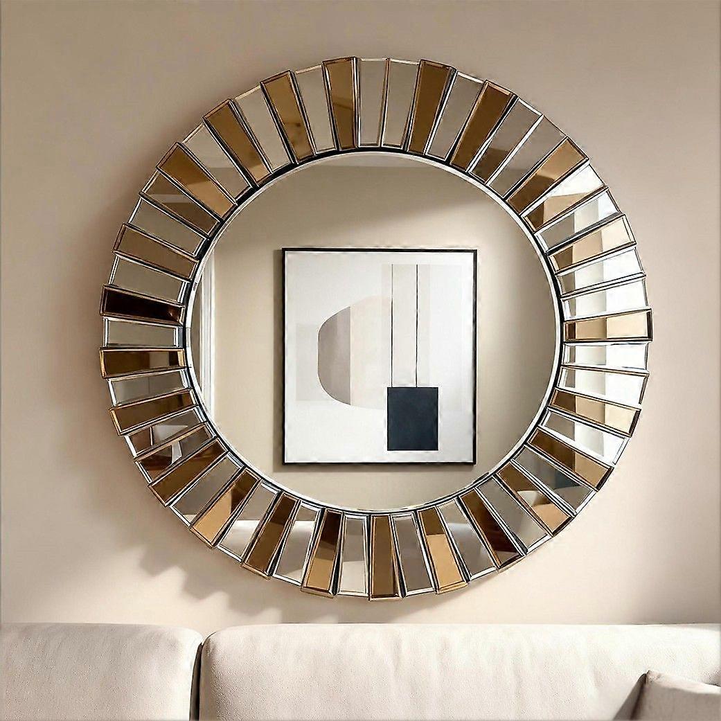 Grand miroir mural rond Sunburst Bord biseauté en verre de salle de bain Vanity Mirror