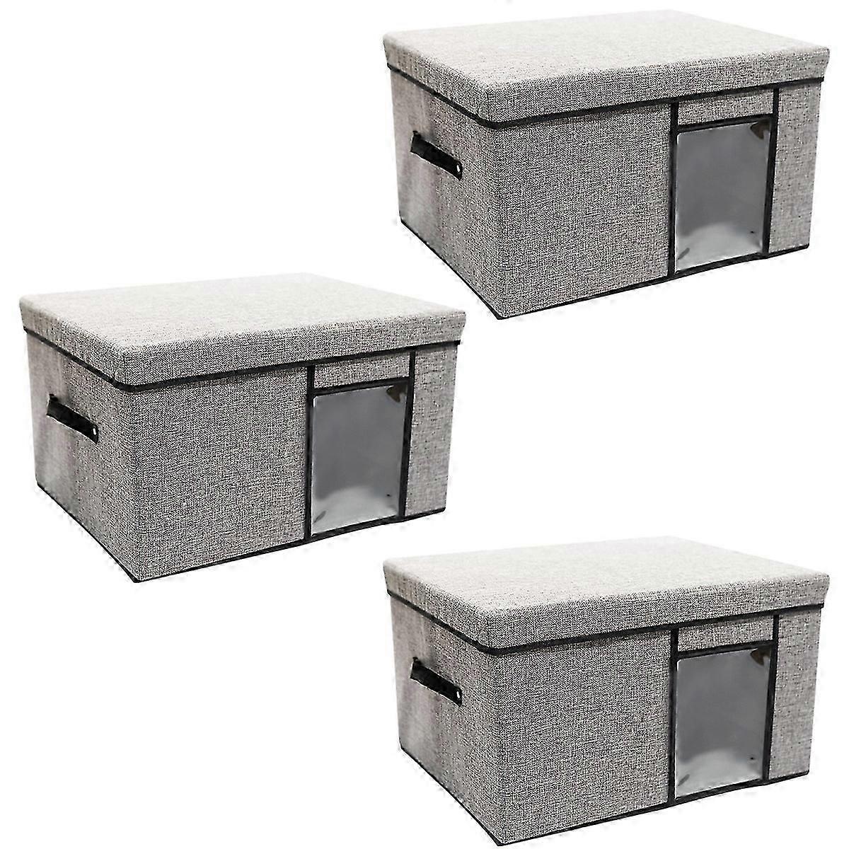 Storage Bins 3 Pack Foldable Storage Boxes with Lids Storage Baskets