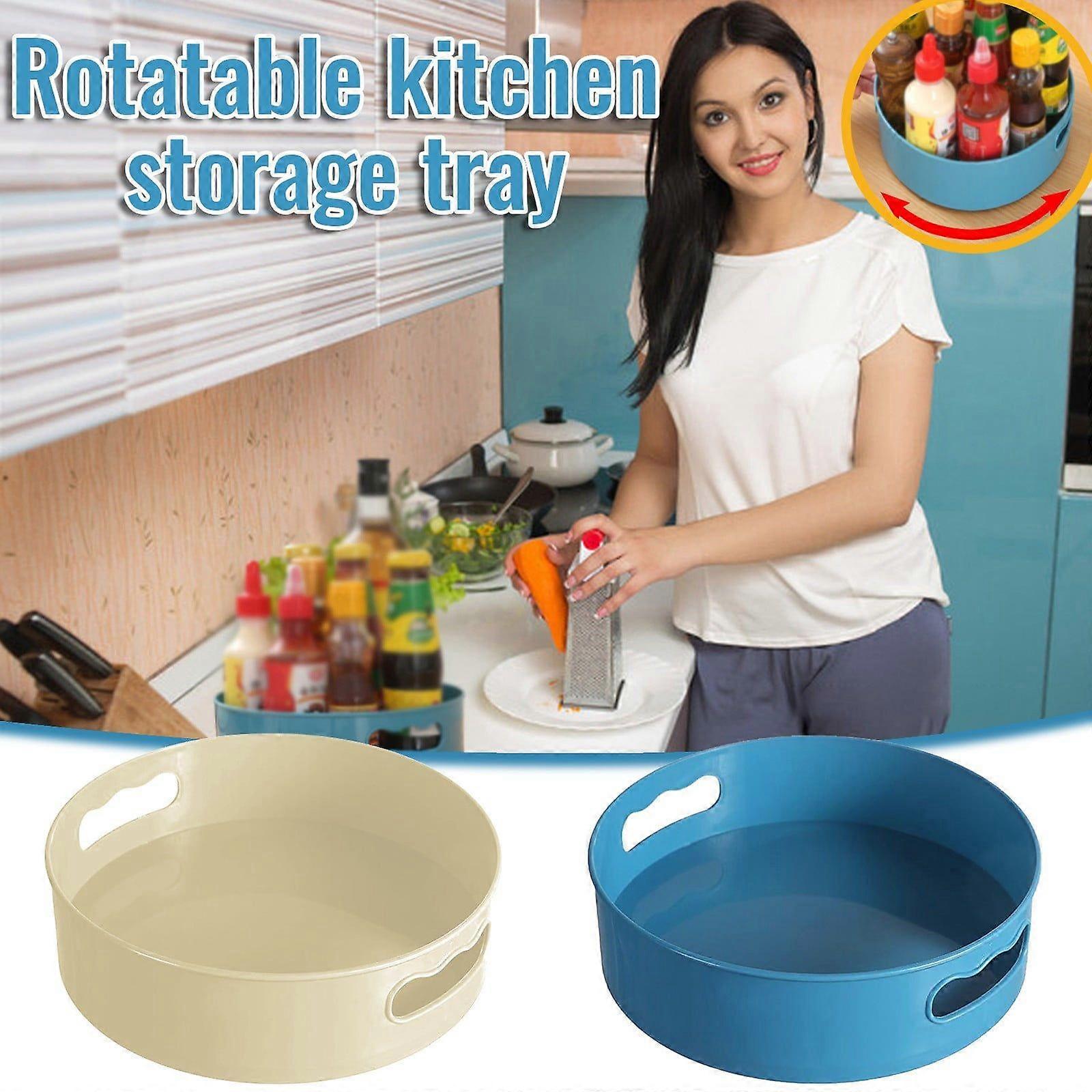 Niture with Handle Box Multifunctional Kitchen Storage Rotatable Bathroom Tray