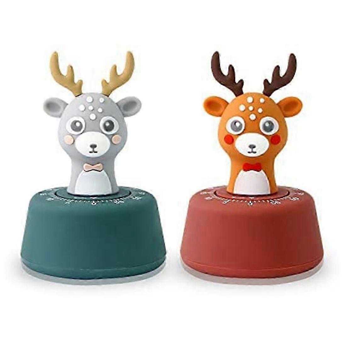 2pcs Cute Kitchen Timer,mechanical Timer For Kids,60 Minutes Animal Timer For Cooking/reading/playi