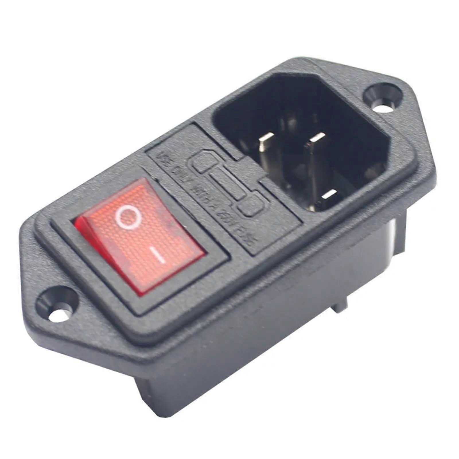 IEC C14 Inlet Rocker Switch Power Socket 10A 250V Panel Mount Connector JR1011FR1RB
