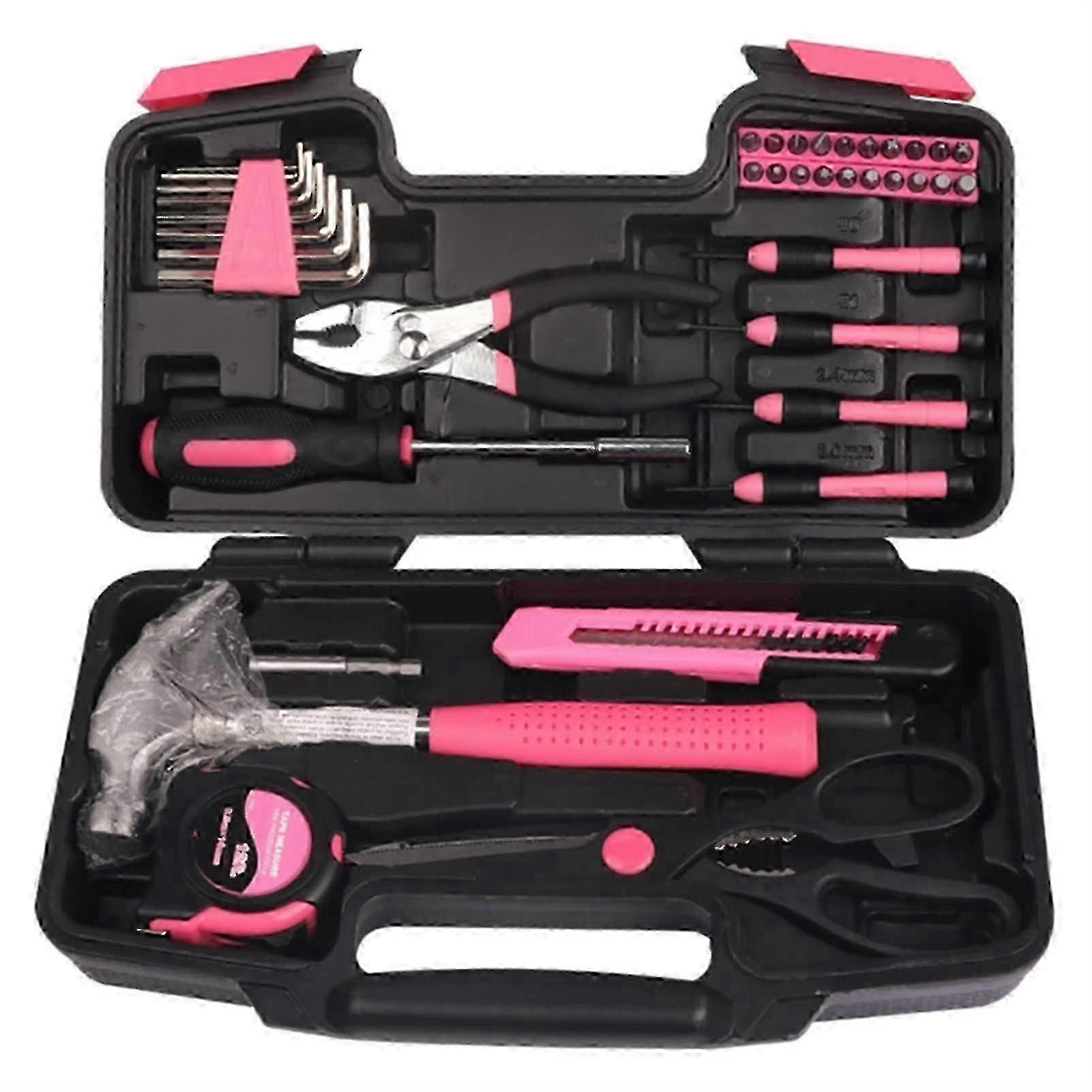 Home Hardware Tools Kit with 39-Piece Pink Tool Set for General Use