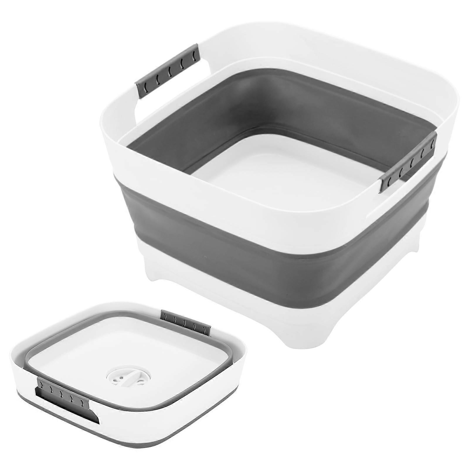Collapsible Dish Basin 9L Foldable Sink with Drain Plug & Non-Slip Base