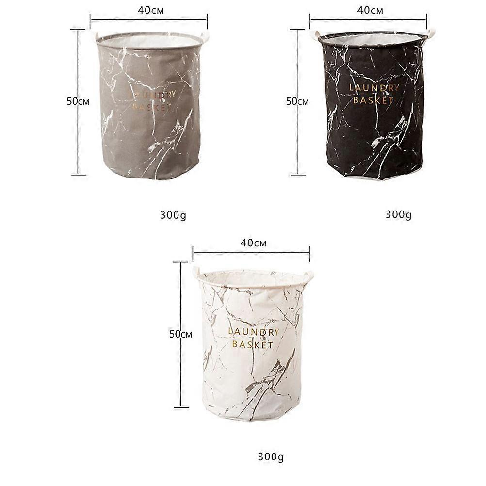 Laundry Hamper Basket Grey Folding Marble Pattern Linen Fabric Home Organization 1Pcs