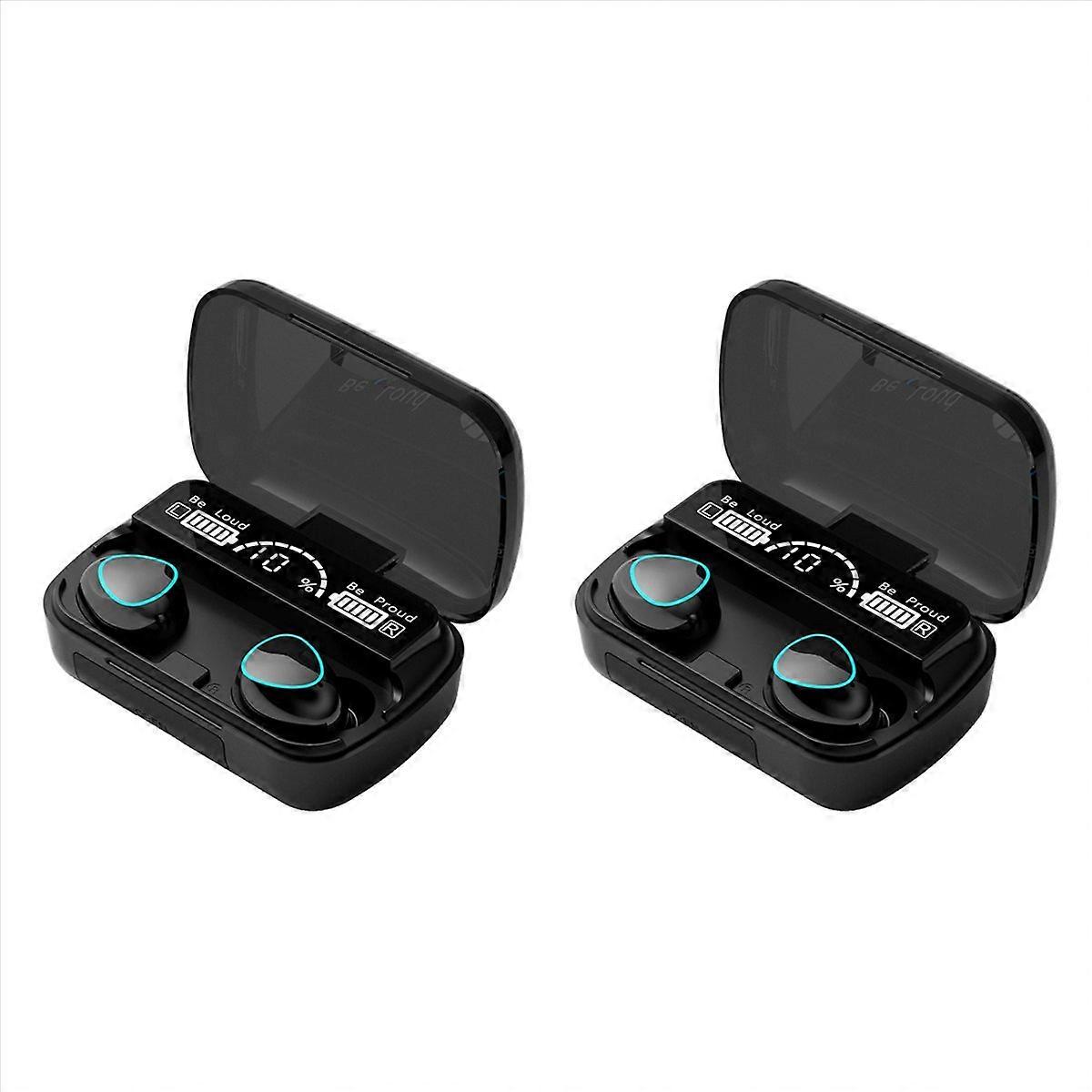 Wireless Headset LED Display Stereo Mini Earbud Headset,Black