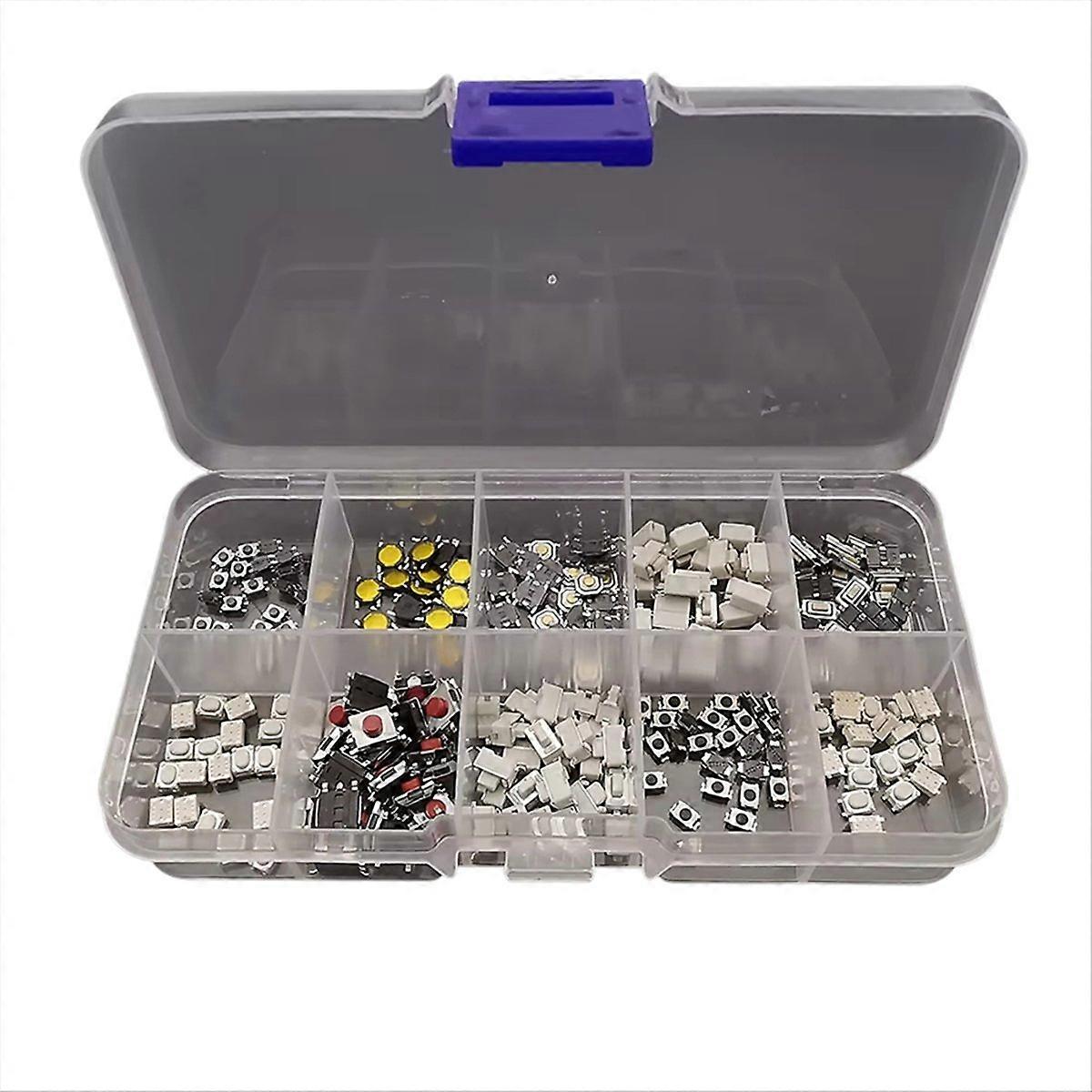 250Pcs Micro-Tactile Tact Push Button Switch Assorted Kit 2P 4 Pin