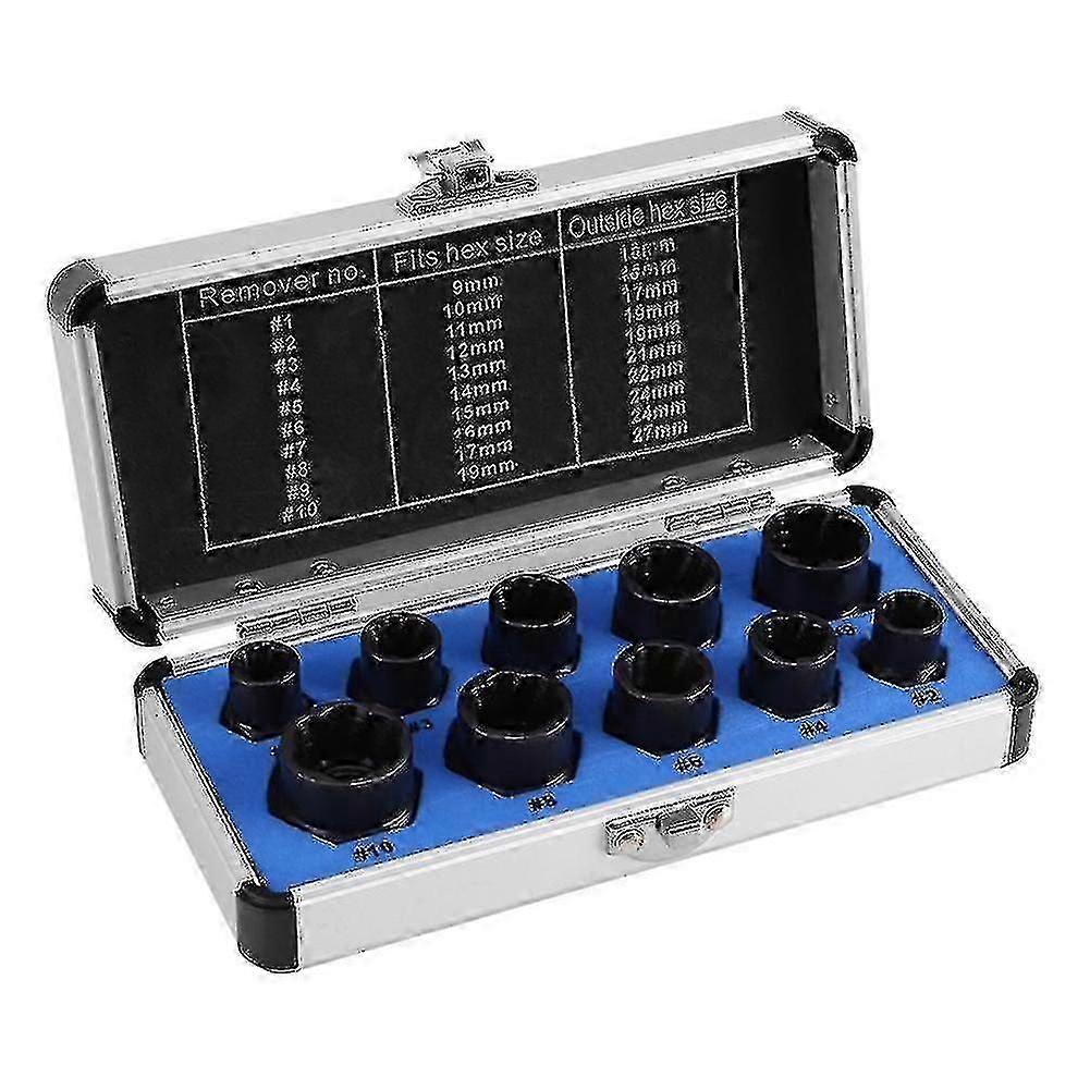 10st skadad boltmutter skruvborttagare Extractor Metal Removal Socket Tool Set