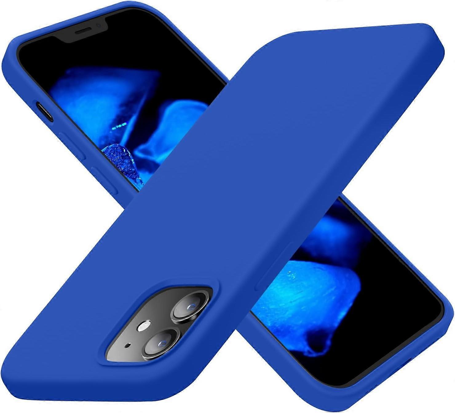 iPhone 12 & 12 Pro Compatible Silicone Shockproof Case, 6.1", Soft Microfiber Lining, Klein Blue