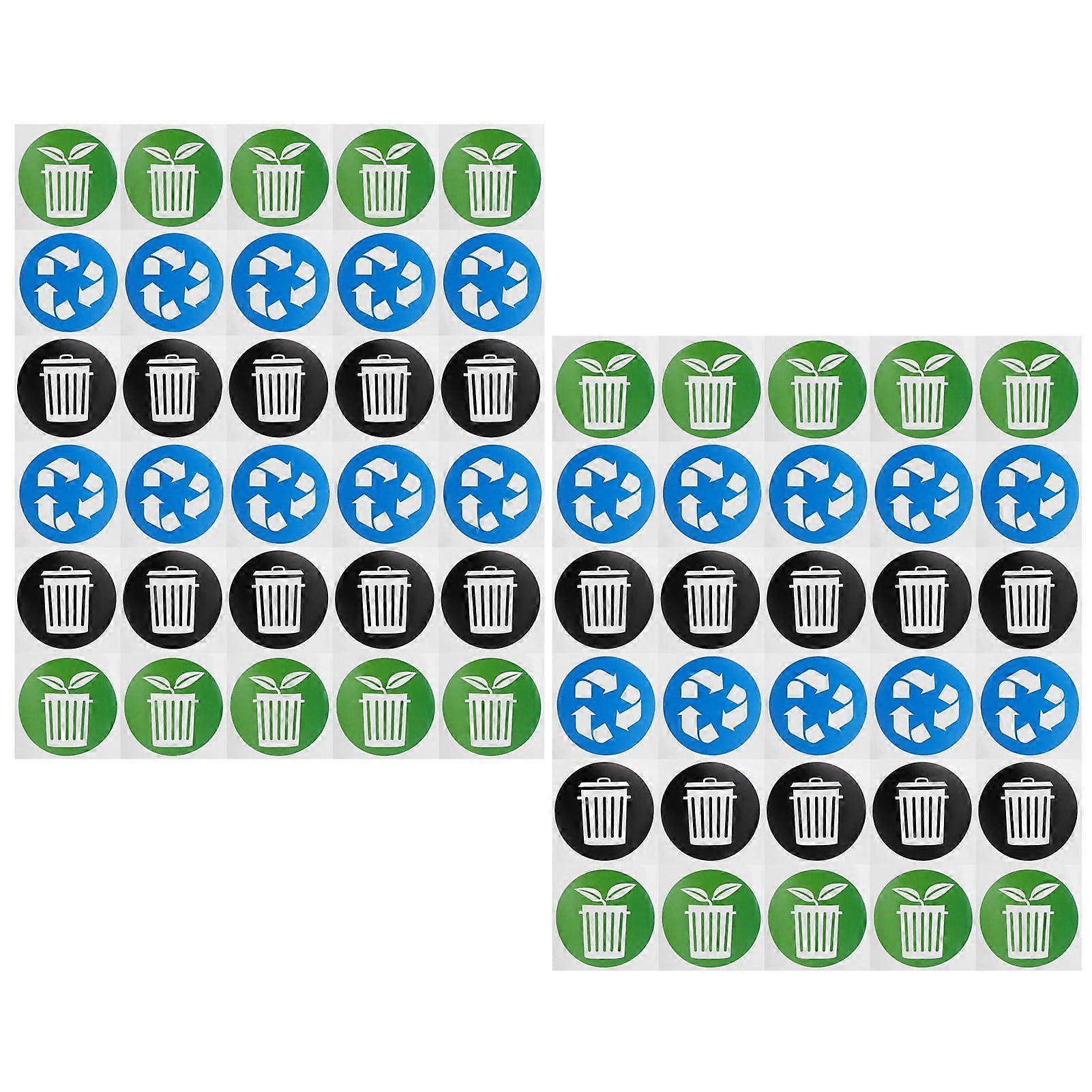 60Pcs/Set Circular Garbage Collection Identification Recycle Decal Dustbin Sticker