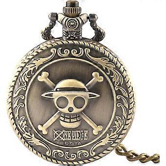 Reloj de bolsillo para hombre o mujer, Full Hunter Fashion, de una pieza, con calavera y cuarzo.