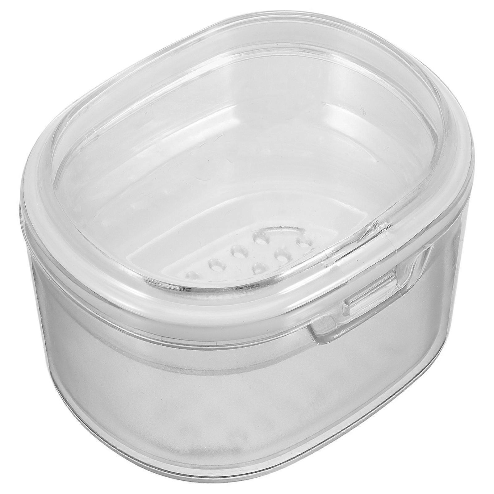 Denture Container False Tooth Box for Storage Use with Drain Shelf