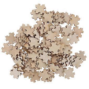 Blank Puzzle Pieces Wooden Slices Jigsaw Chips Prelearning Toy Educational Supplies for Kids Beige 3.00X3.00X0.30CM 100Pcs
