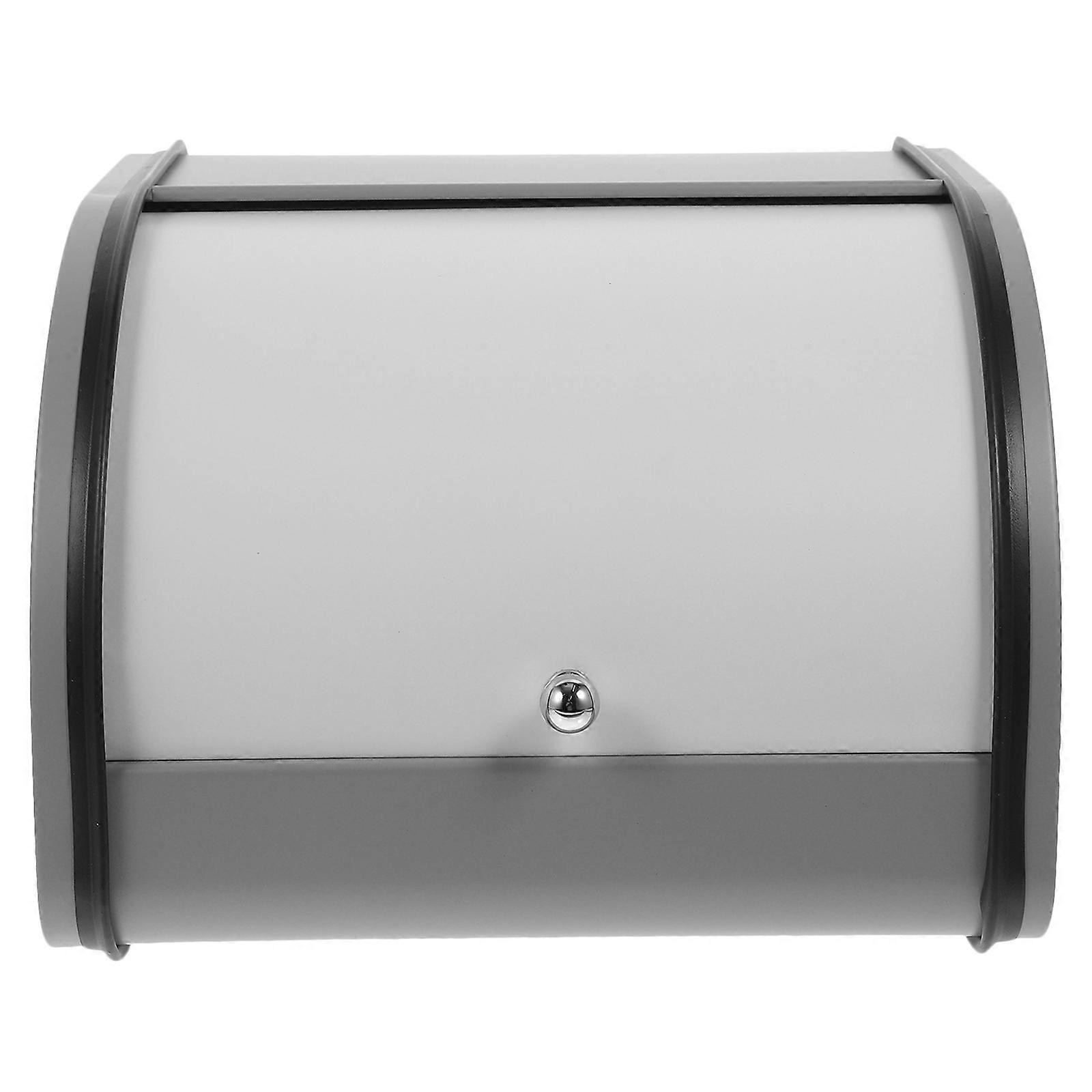 Grey Bread Bin Storage Box for Kitchen Use Metal Bread Container