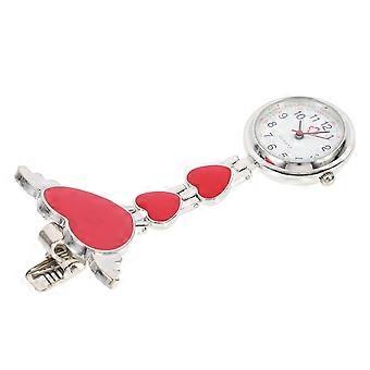 Stone Quartz Nurse Watch for Hanging Pocket Watch Red Metal Alloy Glass