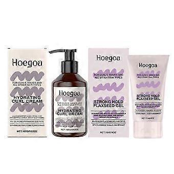 1 Set Curls Strong Hold Gel + Hydrating Curl Cream Langdurige Extra Sterke Gedefinieerde Krullen Glad_DUIBW