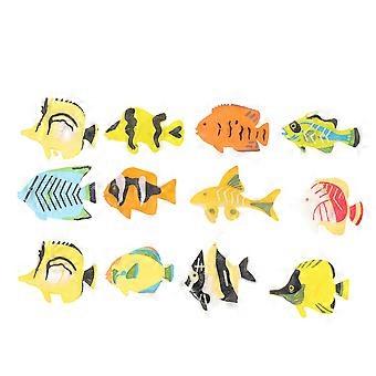 12PCS Modèles de Poissons Réalistes Modèles De Poissons Artificiels En Plastique Ornements De Poissons