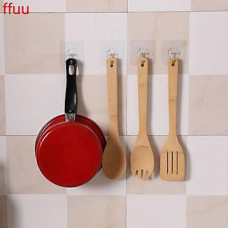 6-pack kitchen wall hooks, transparent removable adhesive hooks, reusable