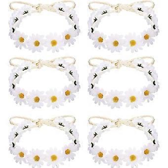 KATEA 6-12Pcs handgemachte Gänseblümchen Sonnenblume Stirnband Boho Blumenkranz Braut Kopfschmuck für 60er Jahre 70er Jahre Kleid Hippie Party Festivals Haarschmuck