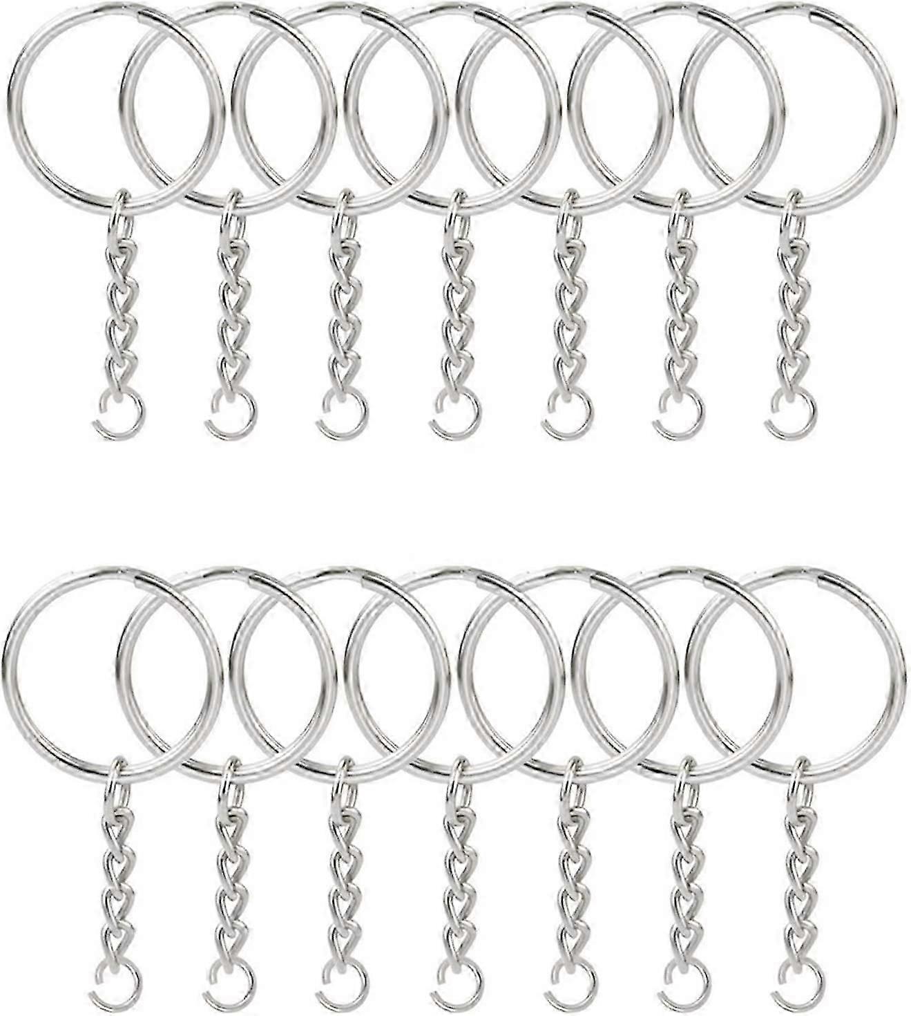 100pcs split key ring with chain 1 inch, split key ring with chain silver color metal split key chai [MI]