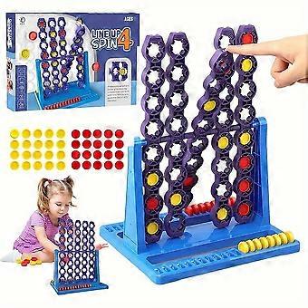 Rotating Four-in-a-Row Board Game, 3D Spinning Honeycomb Grid Puzzle with Red & Yellow Discs, Gift for Kids Ages 3+