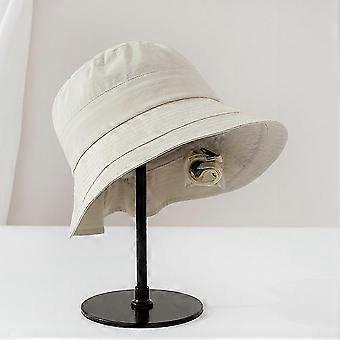 Women's Lightweight Cotton Summer Hat – Foldable Brimmed Bucket Hat, Simple and Versatile, Suitable for Daily 26-27