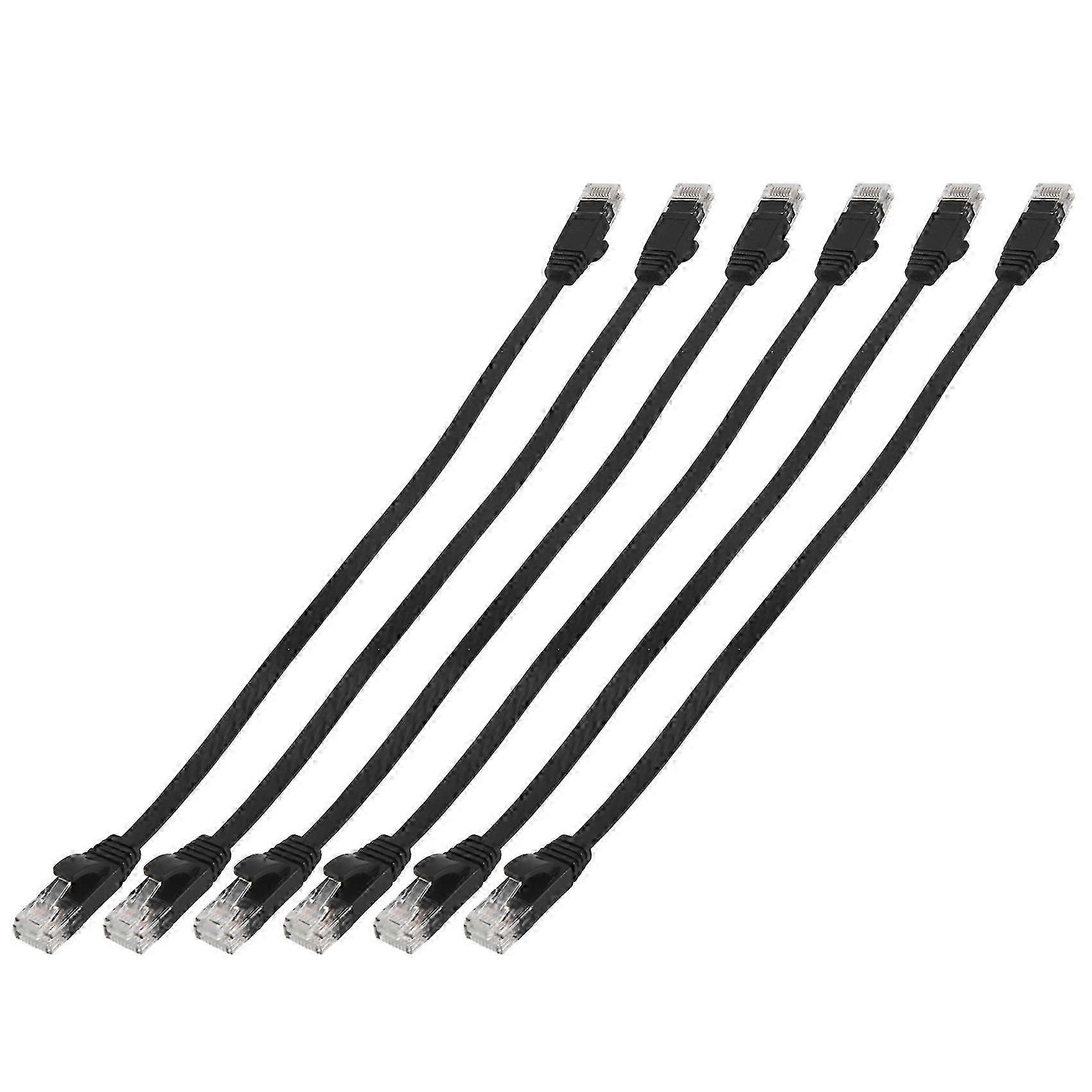 6 pcs 1 ft Flat Internet Network Cable Solid Cat6 High Speed Patch LAN wire with Snagless Rj45 Connectors