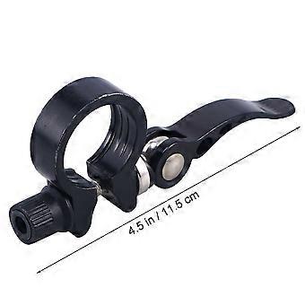 Abraçadeira de canote de selim com liberação rápida para bicicletas de estrada, 28,6 mm, em liga de alumínio preta.