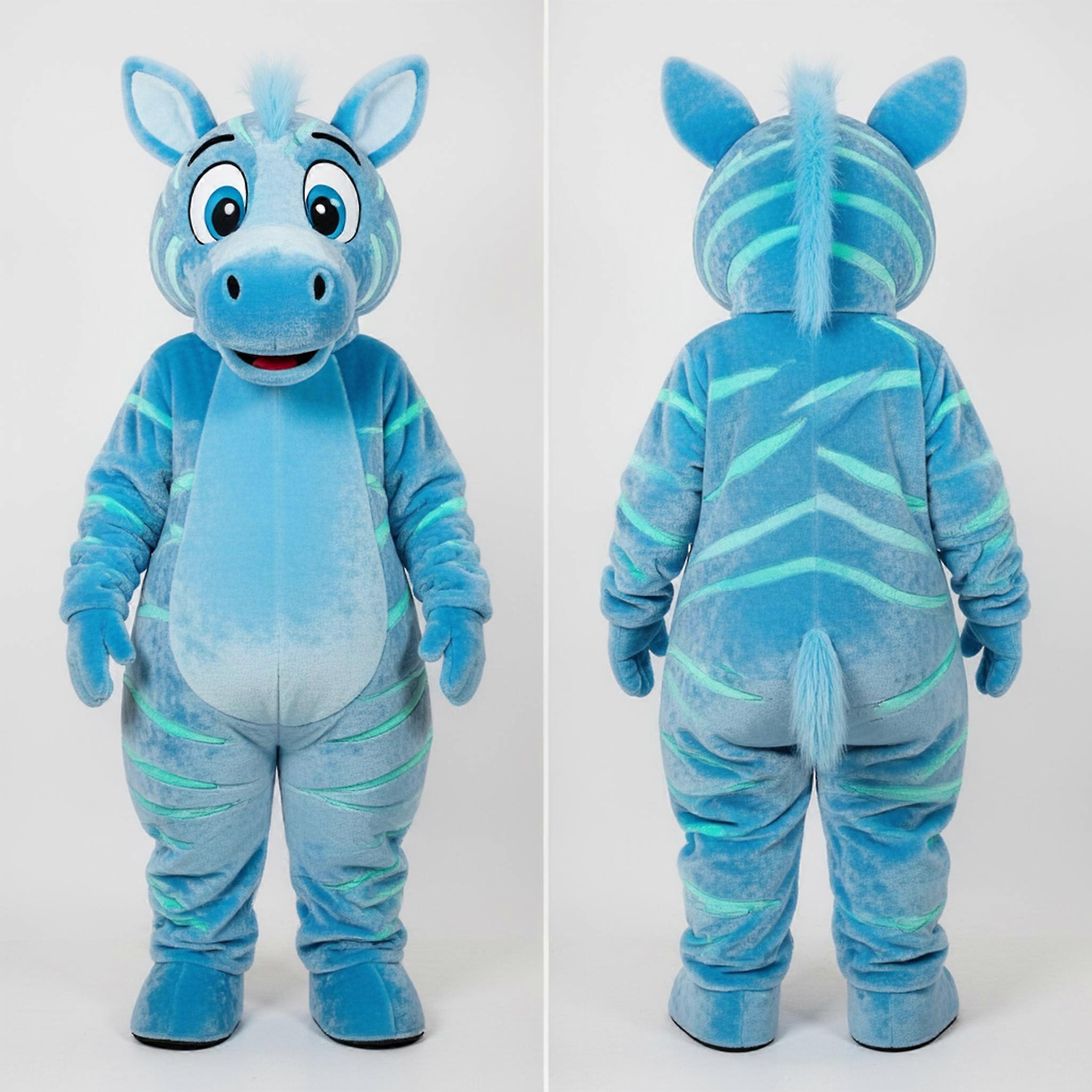 MASTICOT Sky Blue Velvety Zebra Mascot