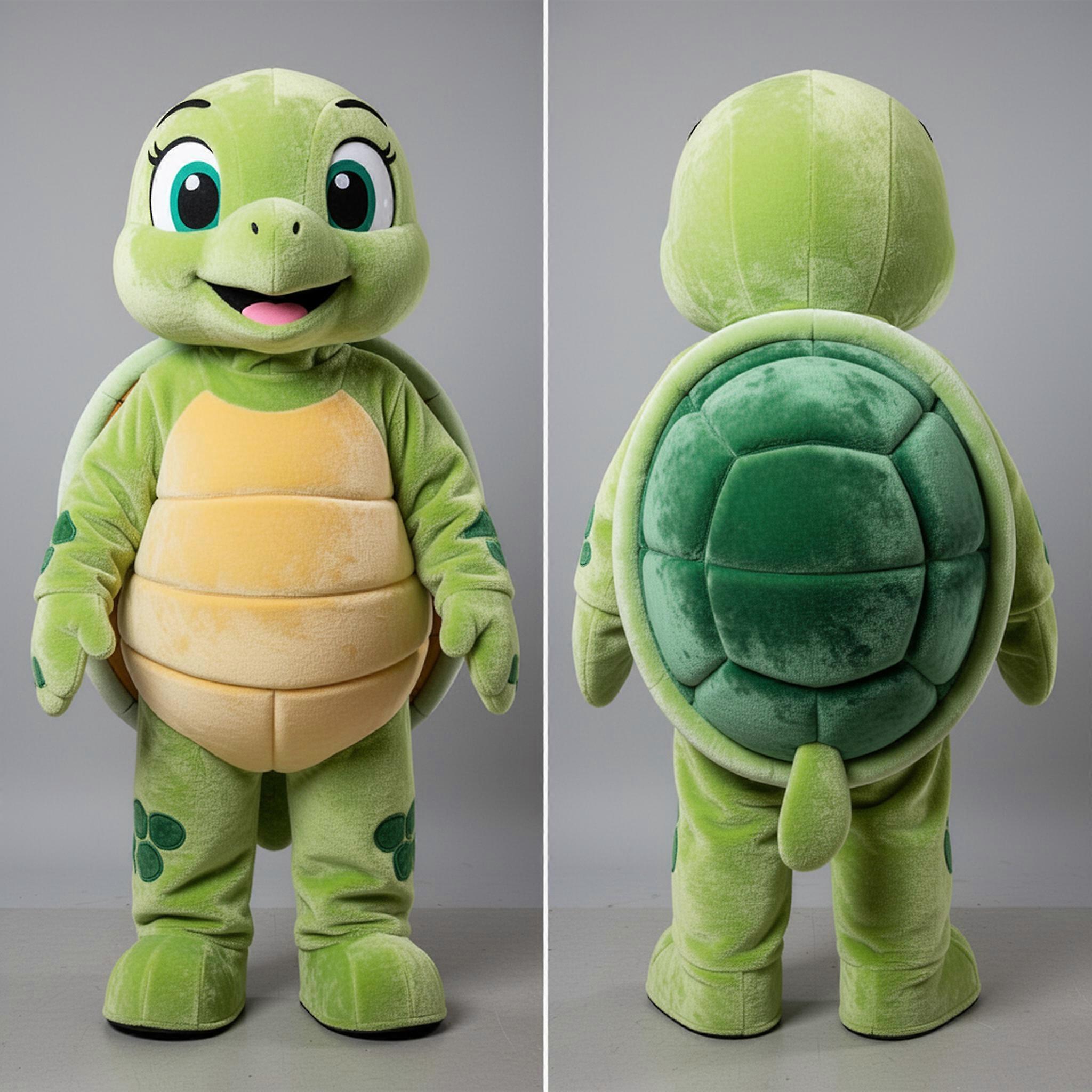 MASTICOT Lime Green Cuddly Sea Turtle Mascot