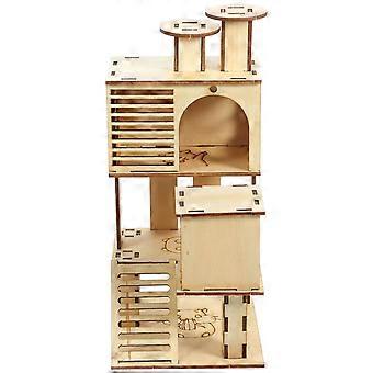 Hamsterhaus aus Holz, Spielplatz mit Rutsche und Spielplattform