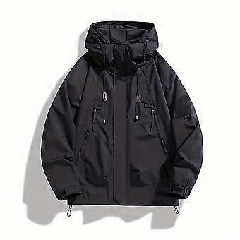 Hooded Windbreaker Jacket with Large Pockets, Lightweight Comfortable Casual Coat for Mountaineering and Outdoor Activities