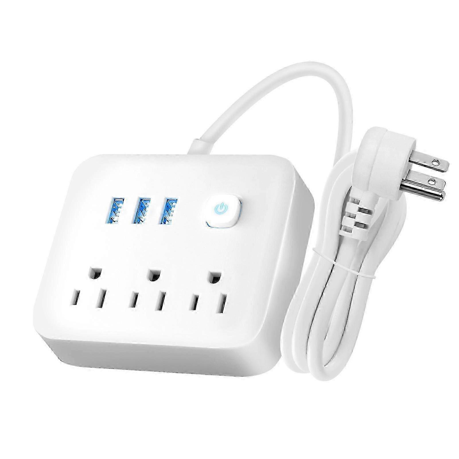 Compact 3-Way Surge Protector with Smart USB Charging