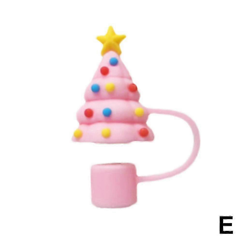 Silicone Christmas Straw Cap Set