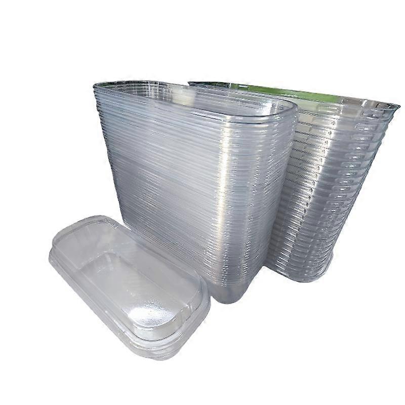 50Pcs Clear Rectangle Dessert Container 280Ml Rectangle Cake Container Loaf Deli Container Fruit Packaging Box