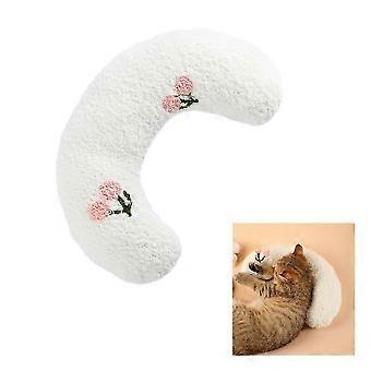 U-Shape Plush Pet Pillow for Cats and Small Dogs, Teddy Velvet Calming Cuddle Bed, Machine Washable, 25x15cm, White