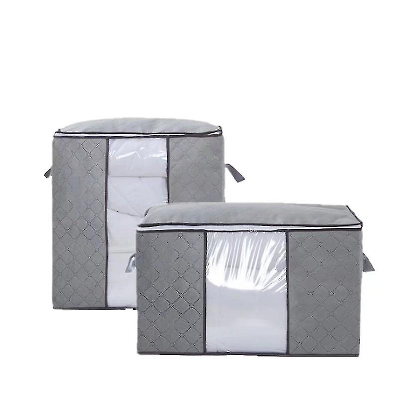 Storage Bag Large Clothes Storage With Reinforced Handle, Gray, 2 Pcs, Horizontal Style And Vertical Style60 X 41x 34cm And 48 X 48 X 30cm