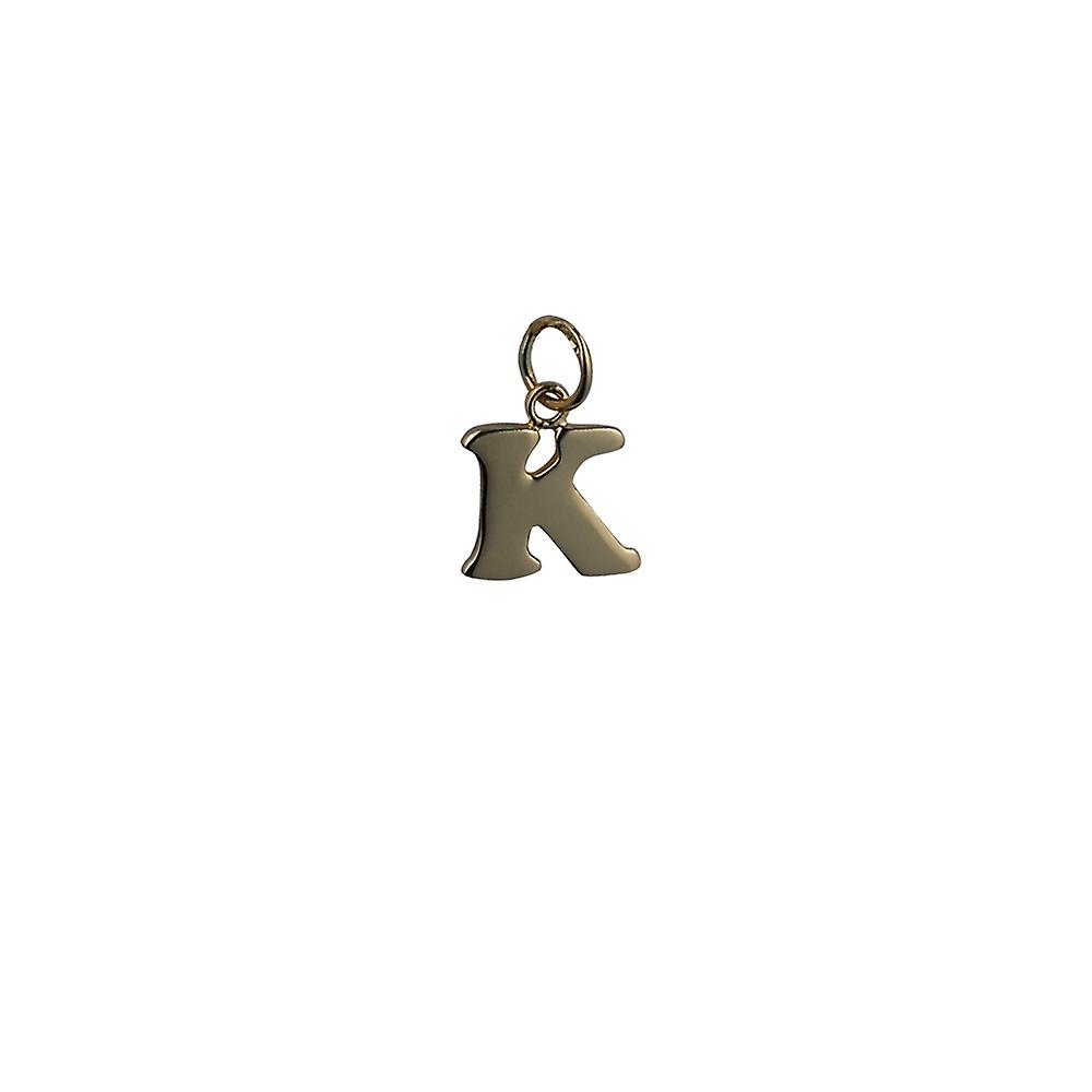 9ct Gold 12x10mm plain Initial K Pendant or Charm