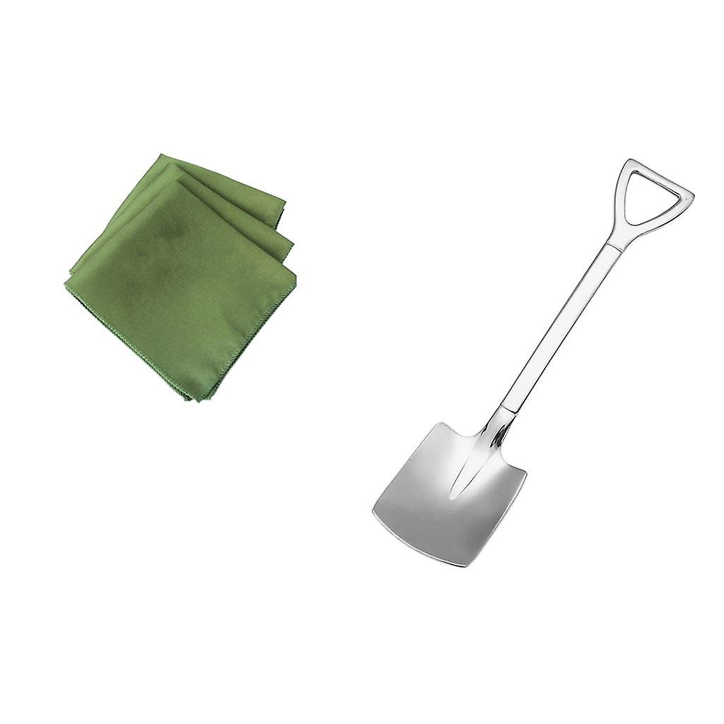 Stirring Mixing Spoon for Cream Teaspoons  Silver Square Pink Cloth