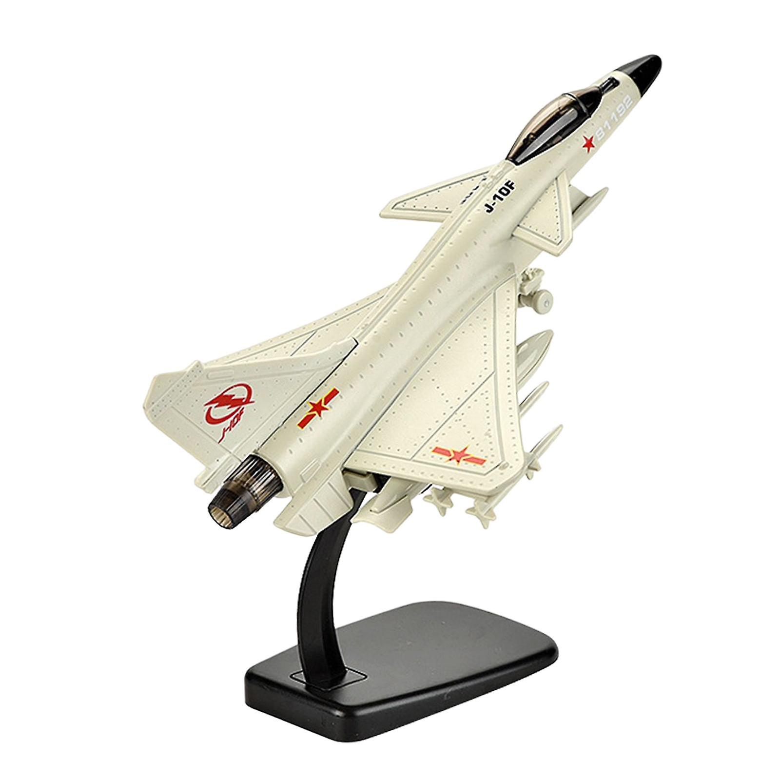 1/72 J10 Fighter Aircraft Model with Sound & Light Alloy Airplane Milky