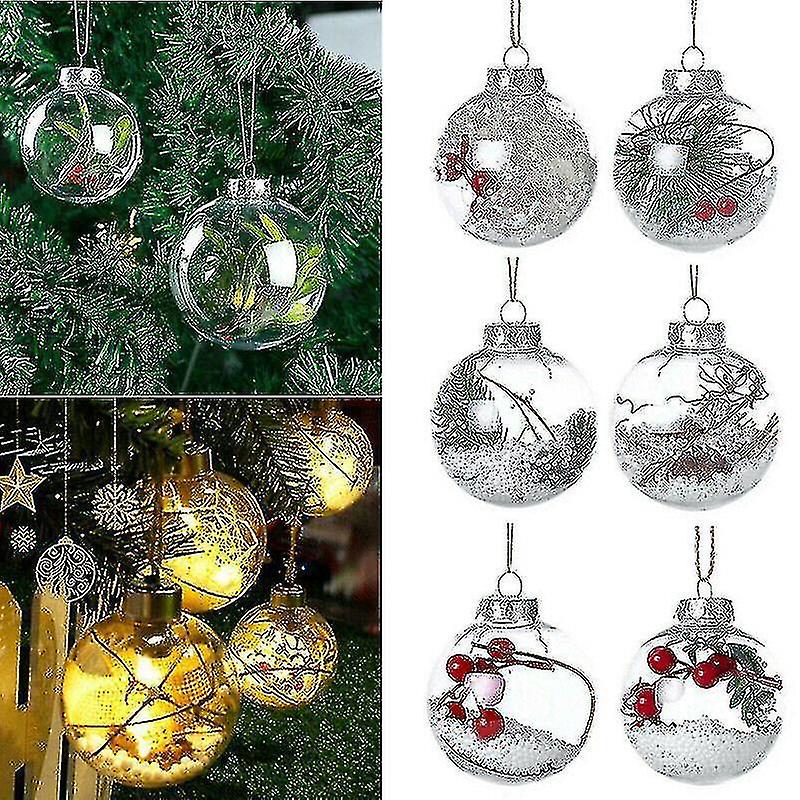 36pcs Clear Plastic Ball Baubles Sphere Fillable Christmas Tree Ornament Xmas