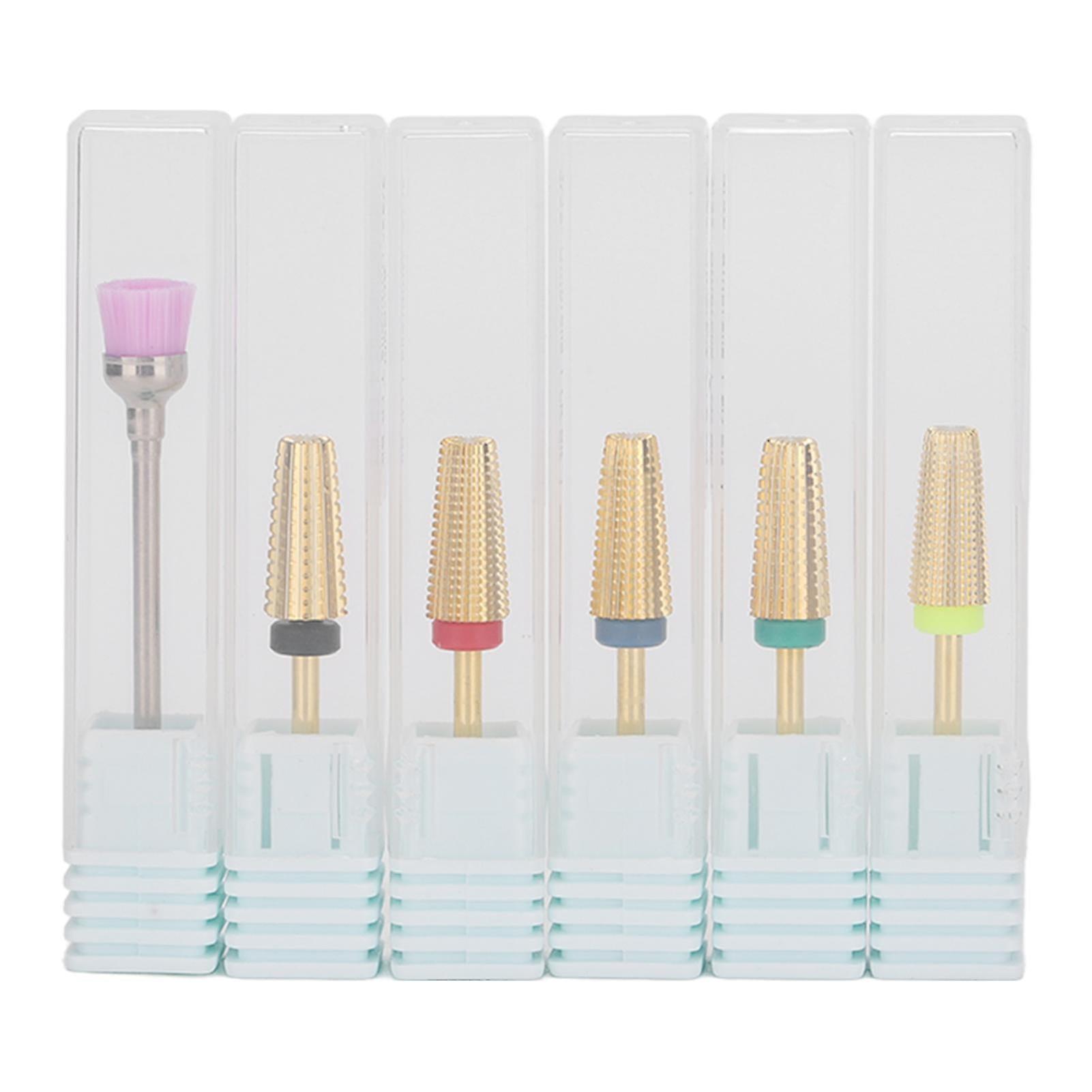 多機能ネイルドリルビットタングステン鋼5 In 1ネイルポリッシング研削ヘッドマニキュアツールゴールド