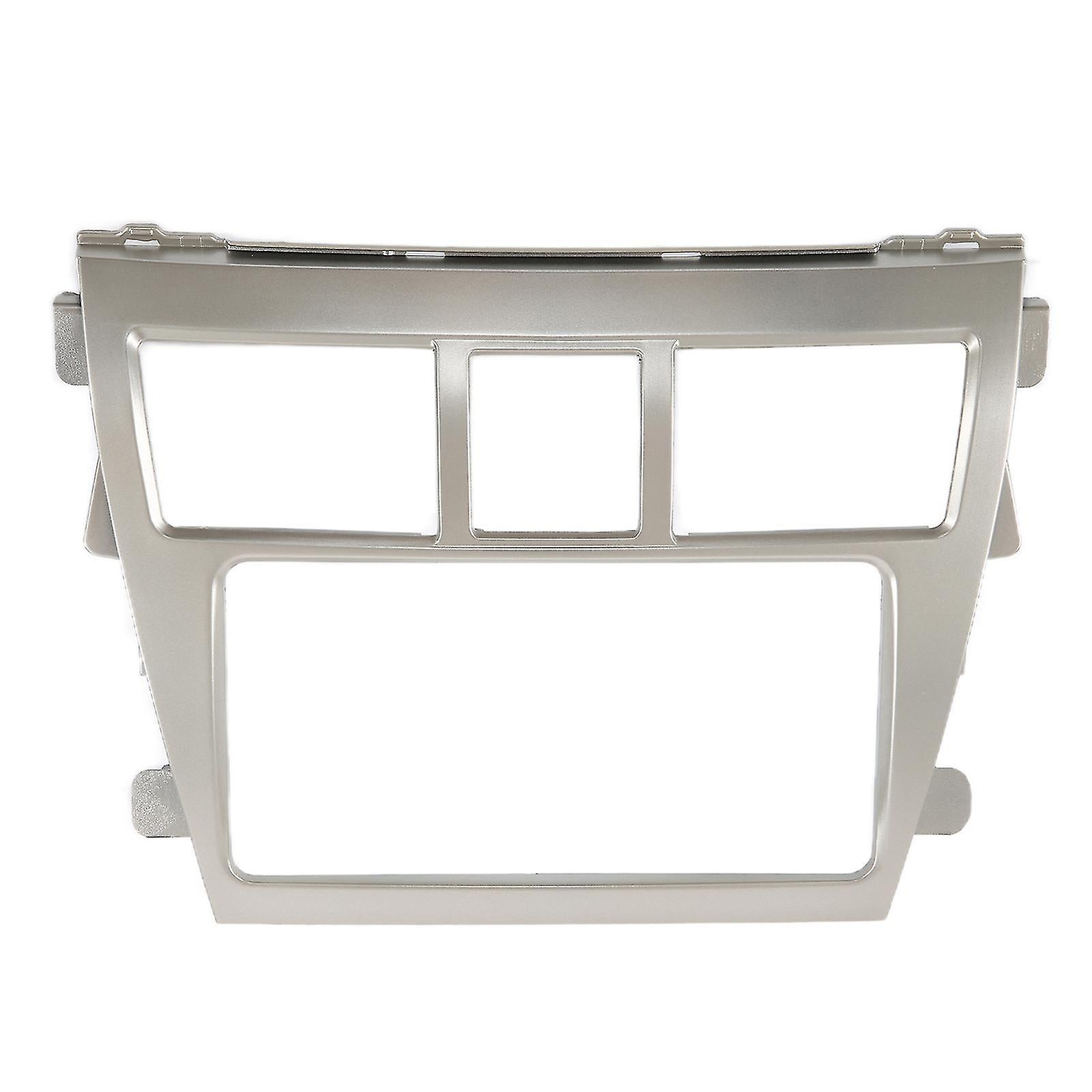 2Din Radio Stereo Fascia Frame Dash Cd Panel Trim Decor Silver Replacement For Vios Belta Yaris