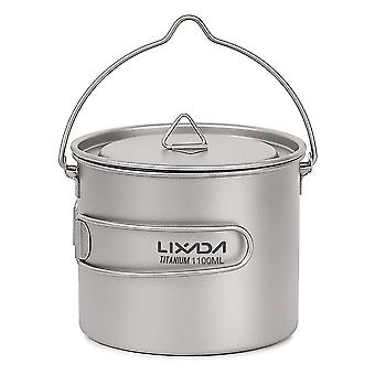 Lixada Lightweight Titanium 750ml Pot With Folding Spork For Outdoor Cookware Tableware Hiking Backpacking Camping Supplies