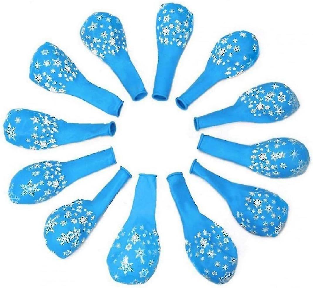 Christmas Latex Balloon Party Supply Decorations Frozen Snowflake For Wedding Xmas Birthday Decor (blue12pcs)