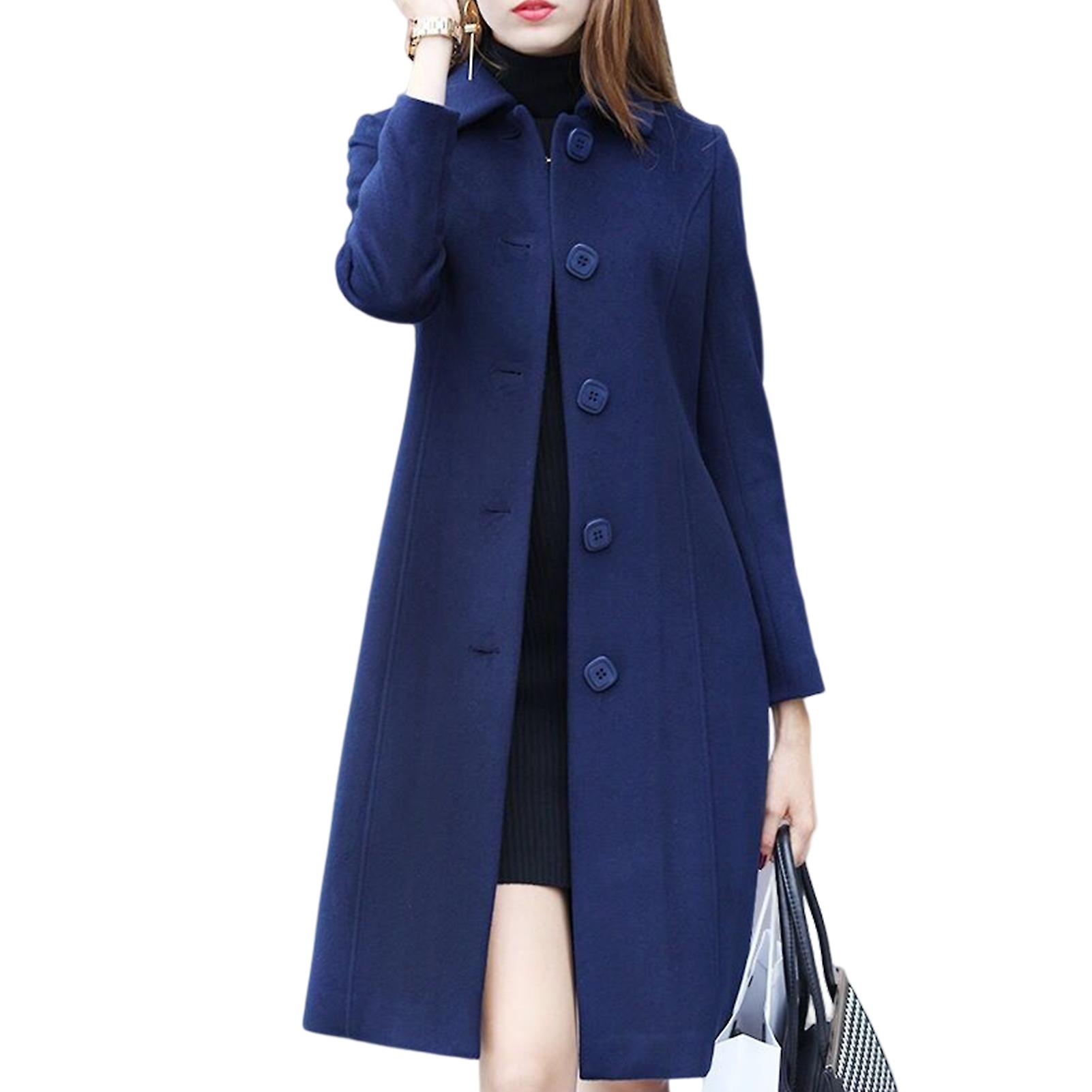 Women Coat Mid-Length Single-Breasted Solid Color Turn-down Collar Elegant Soft Cardigan Plus Size Warm Lapel Winter Jacket for Work