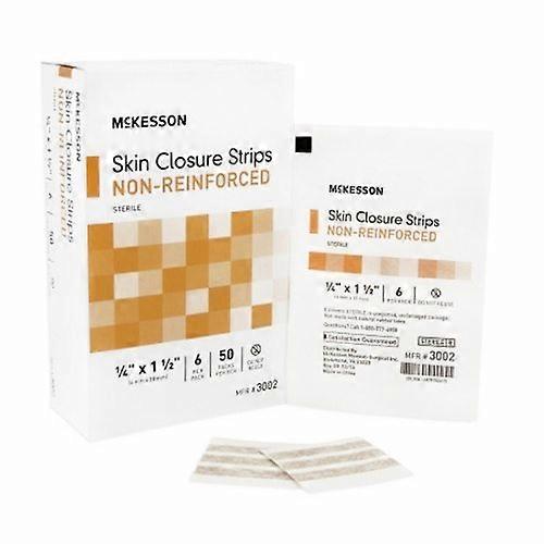 McKesson 皮肤闭合条 1/4 x 1-1/2 英寸无纺布材料柔性条棕褐色，4 件装（1 件装）