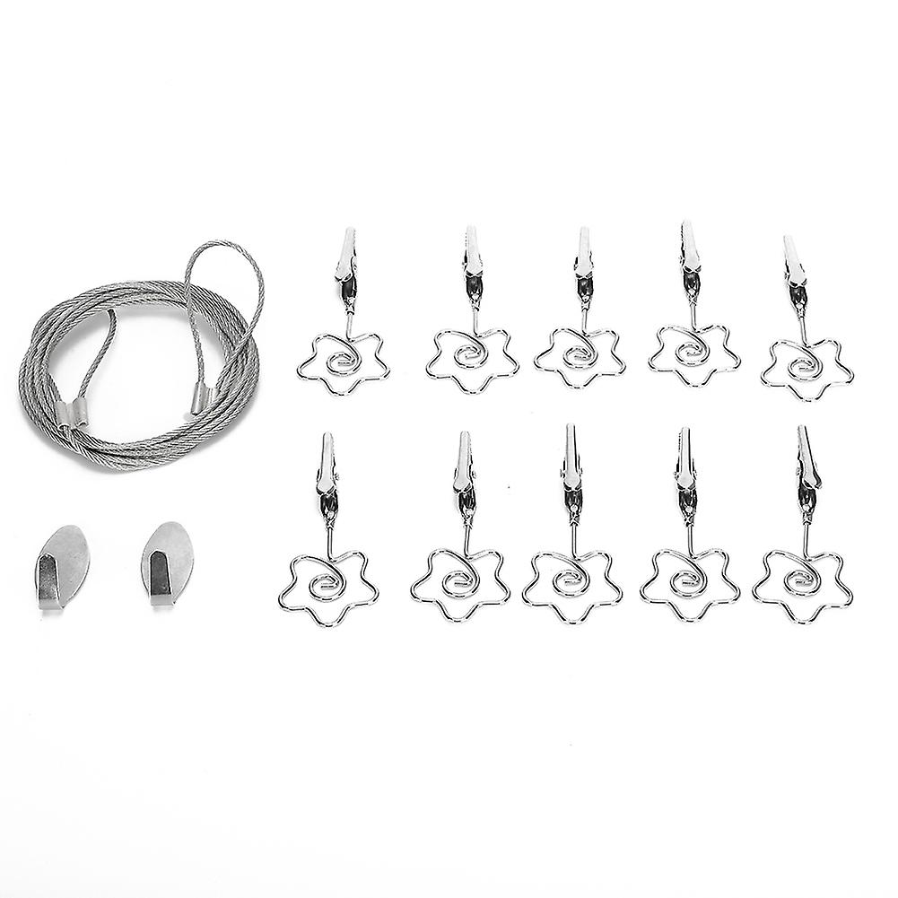 10Pcs Photo String Clips: Silver Flower Display Hanger for Wall Decoration