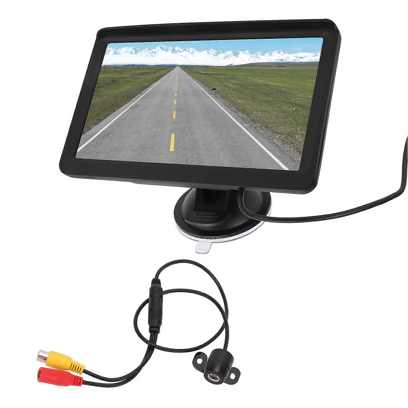 7in High Definition Reverse Parking Monitor 170° Wide Angle Waterproof Night Vision Rearview Camera for RV Trailer Round Hole Camera