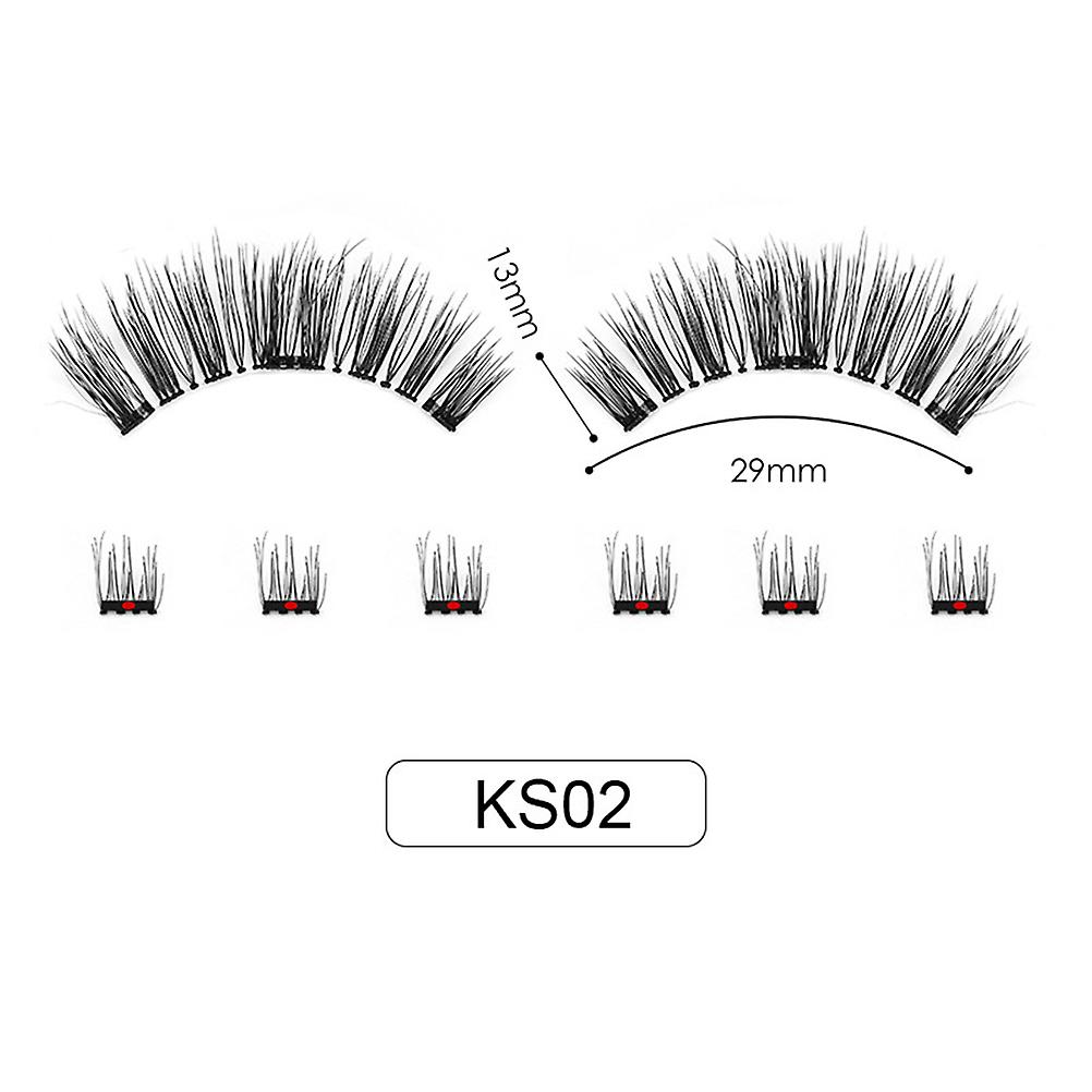 Magnetic False Eyelashes Kit 3D False False Eyelashes Set Reusable Eyelashes with 6 Small Cluster and Tweezers